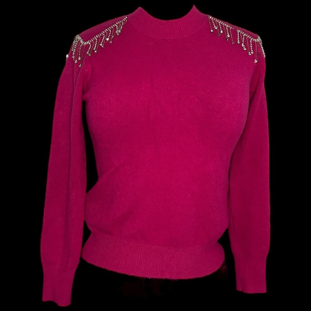 Hot Pink Rhinestoned Sweater Size M